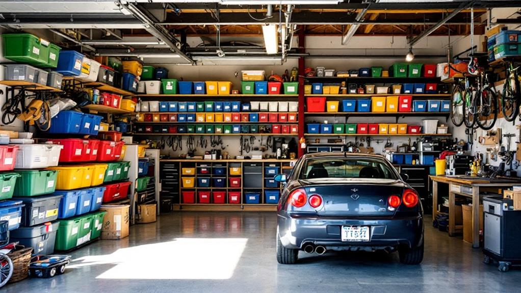 organized storage using labeled containers