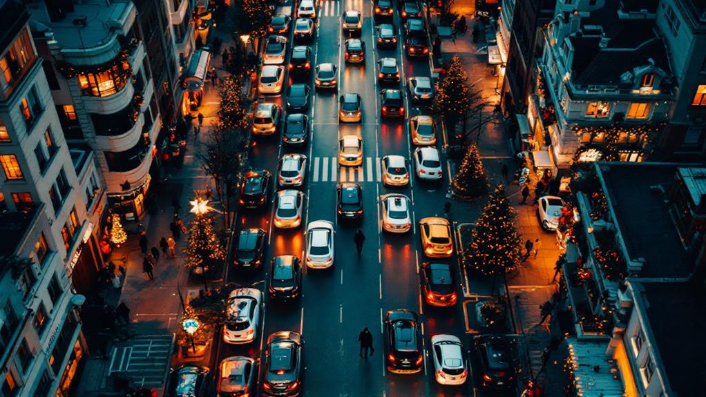 careful navigation through congested parking spaces