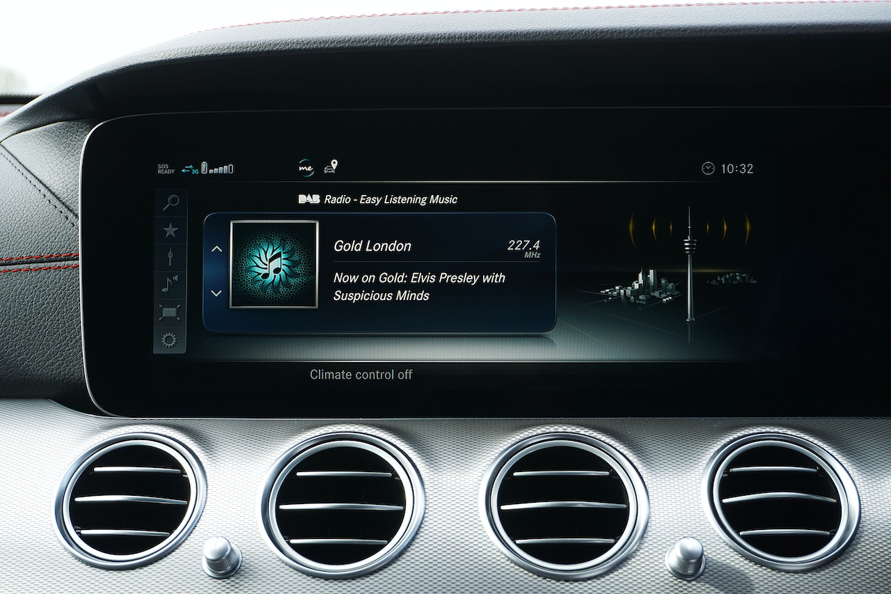 Black car stereo with Bluetooth